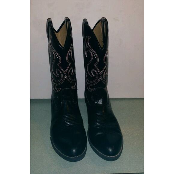 TKS BLACK Red White FLEX TRAIL COWBOY BOOTS - Youth 4 Good Condition - Picture 3 of 7